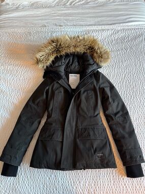 TNA Black Parka with Faux Fur Trim